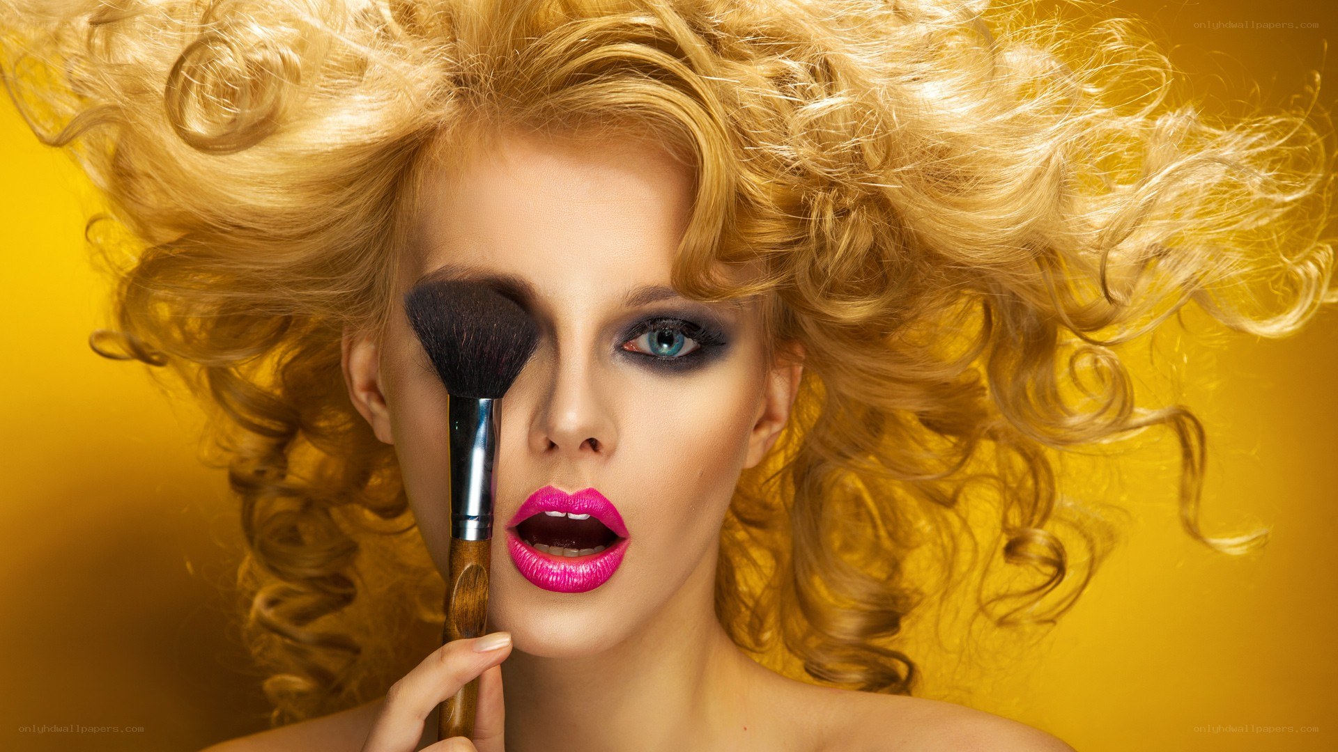 woman with makeup brush