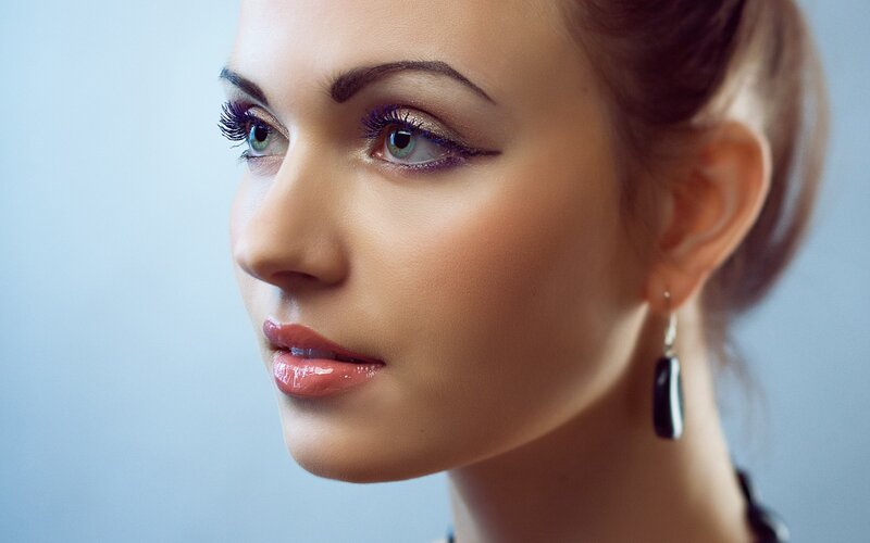 woman with makeup in profile
