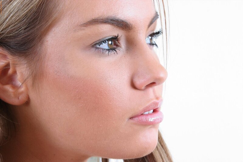 woman with makeup in profile