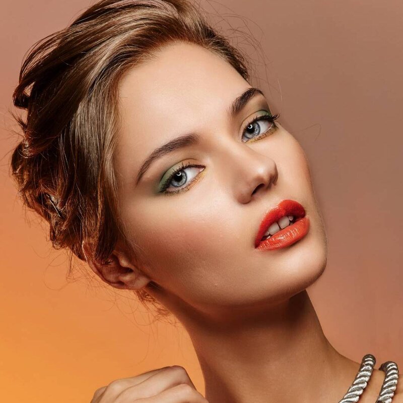 Woman with Makeup — Orange, Dramatic