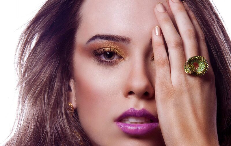 Woman with Makeup — Purple, Dramatic, Photograph