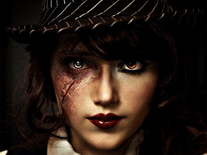 Woman with Makeup Scars