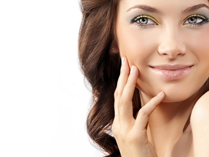 Woman with Makeup — White, Calm