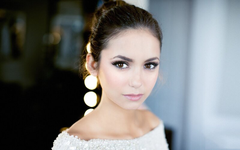Woman with Makeup — White, Dramatic, Photograph, Dress