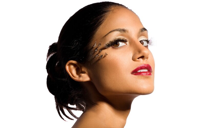 Woman with Makeup — White, Dramatic, Photograph, Eyelashes