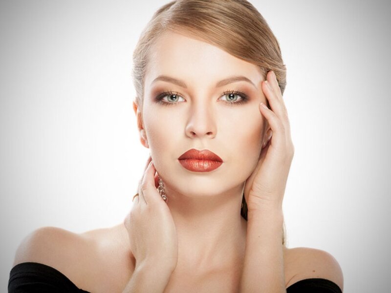 Woman with Makeup — White, Neutral, Photograph
