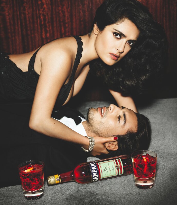 Woman with man and Campari
