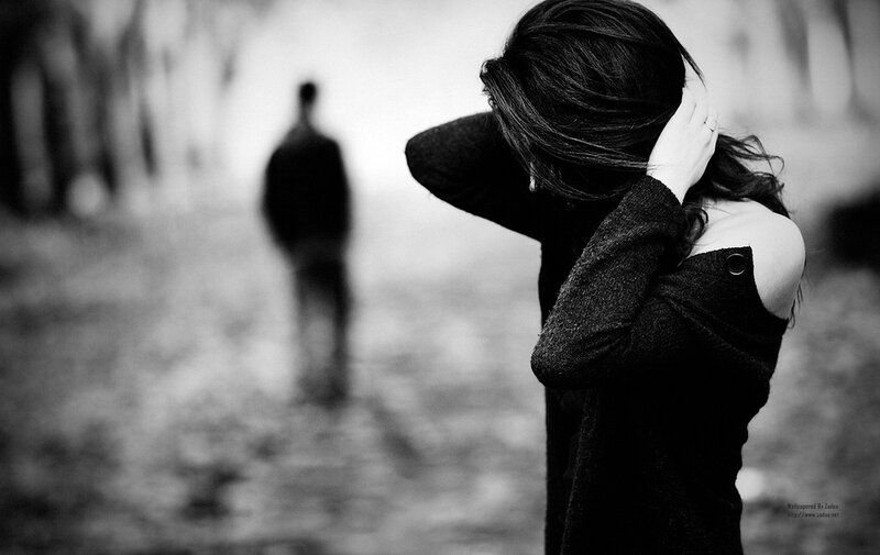 Woman with Man in Background — Black