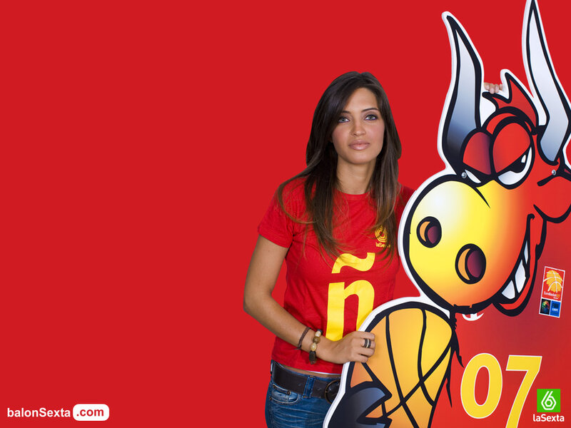 woman with mascot cutout