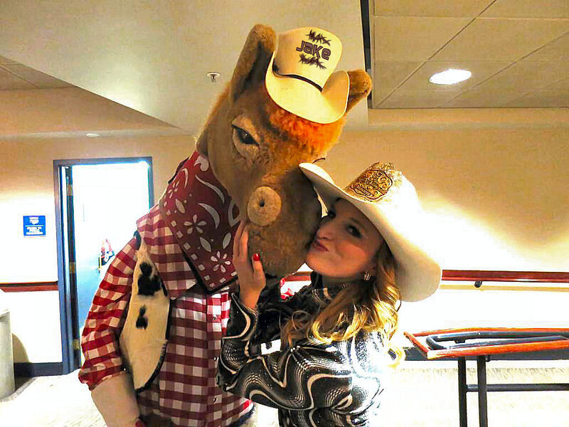 Woman with Mascot — White