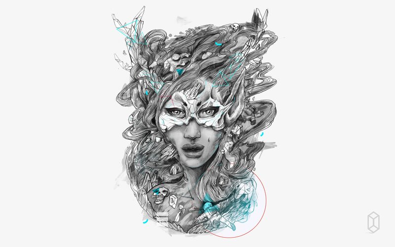 Woman with Mask and Crystals
