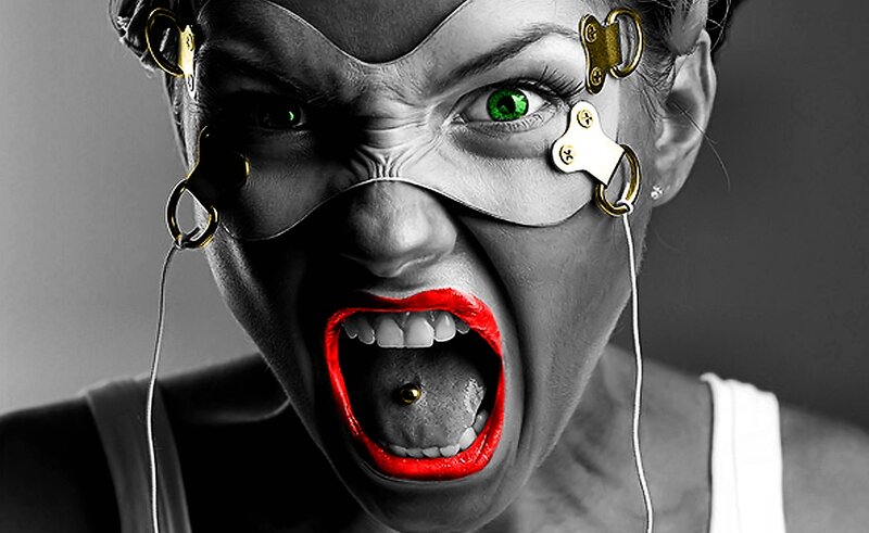 Woman with Mask and Piercings