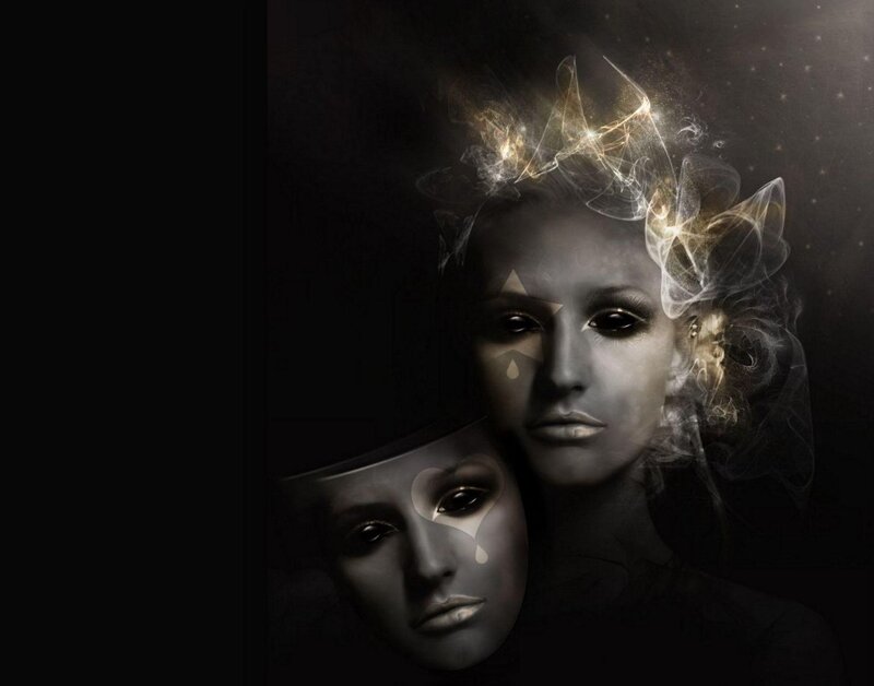 woman with mask and smoke