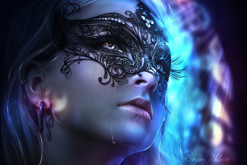 Woman with Mask and Tears