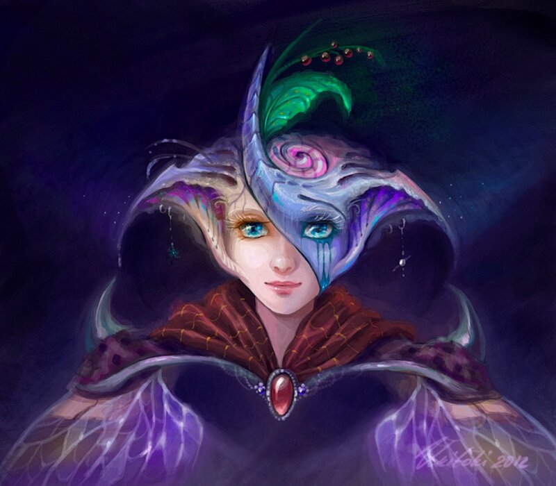 Woman with Mask and Wings — Purple