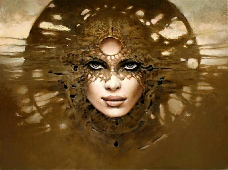 Woman with Mask — Brown