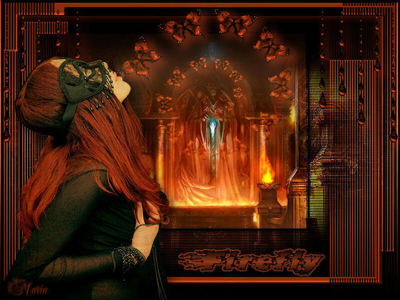 woman with mask in fantasy scene