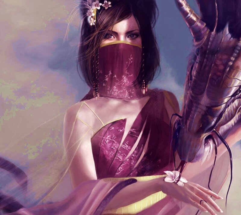Woman with Masked Face — Purple