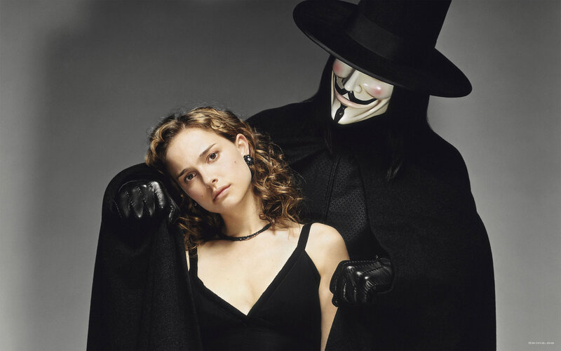 Woman with Masked Figure — Black, Dramatic