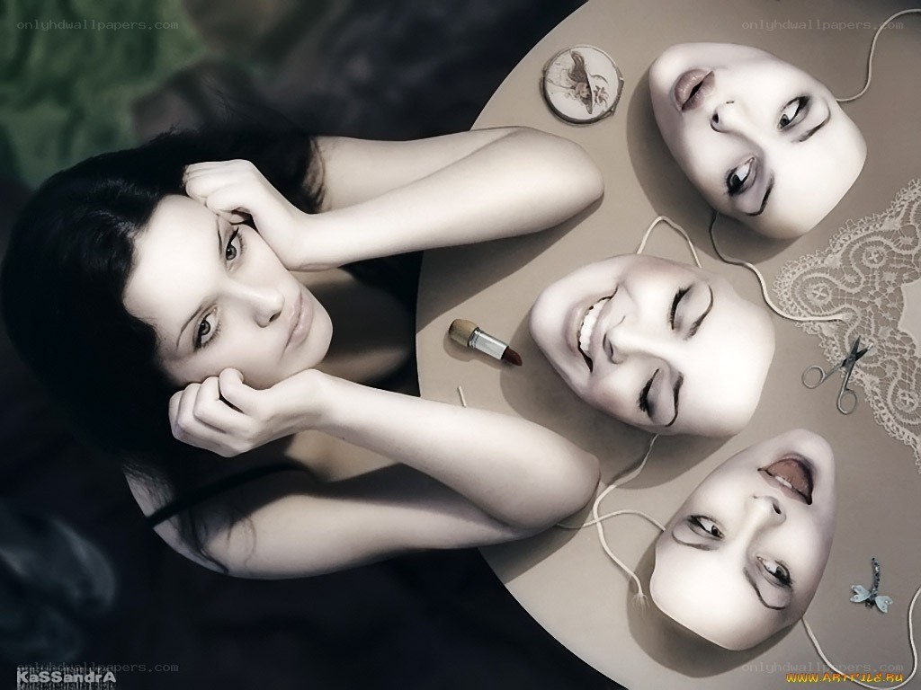 woman with masks on table