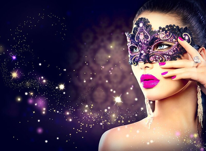 Woman with Masquerade Mask — Purple