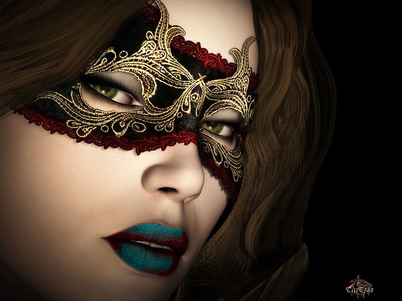 woman with masquerade mask