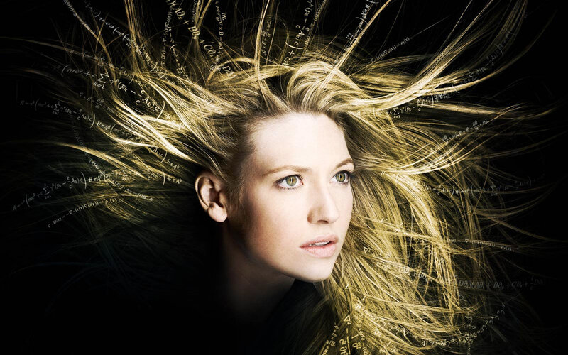 woman with math equations