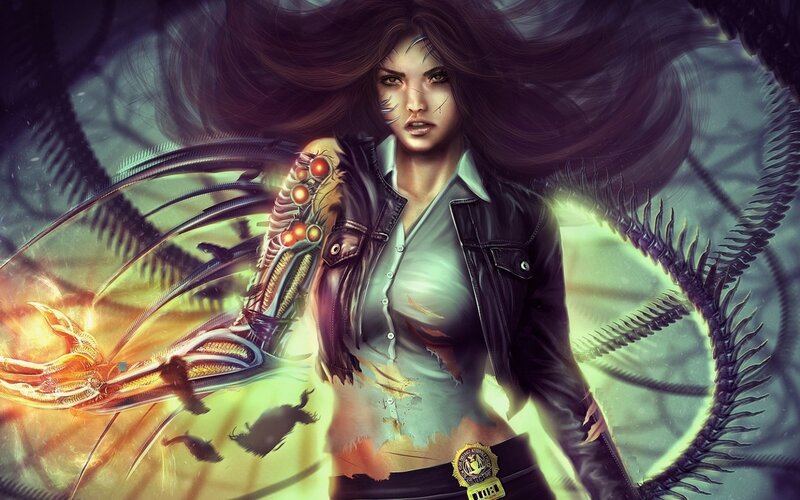 Woman with Mechanical Arm — Black