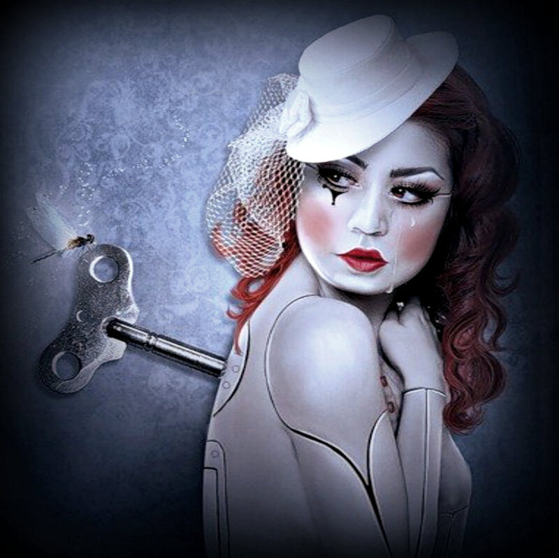 Woman with Mechanical Arm — White