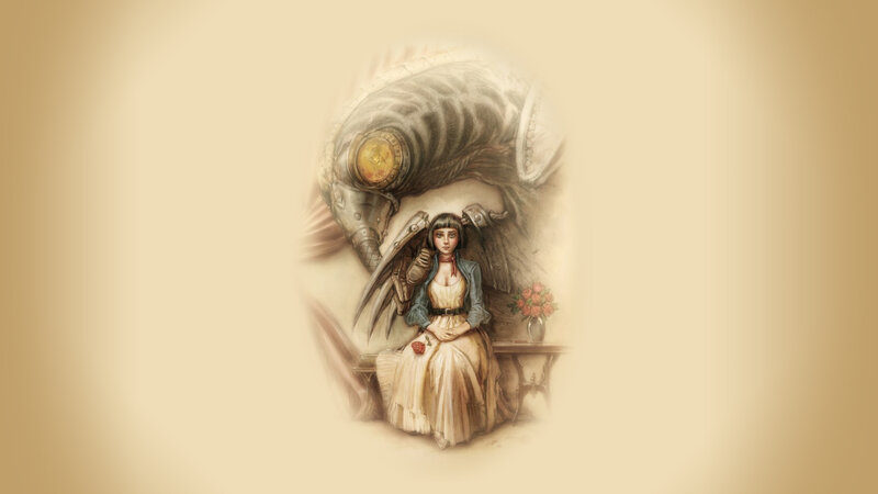 woman with mechanical creature