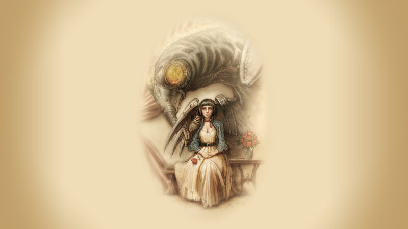 Woman with Mechanical Creature — Beige