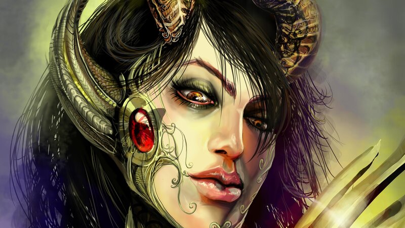 Woman with Mechanical Face — Black, Dramatic