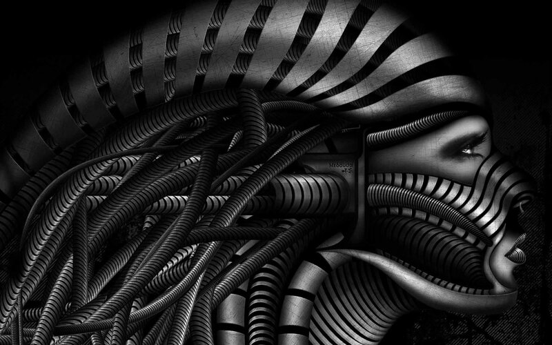 Woman with Mechanical Features — Black
