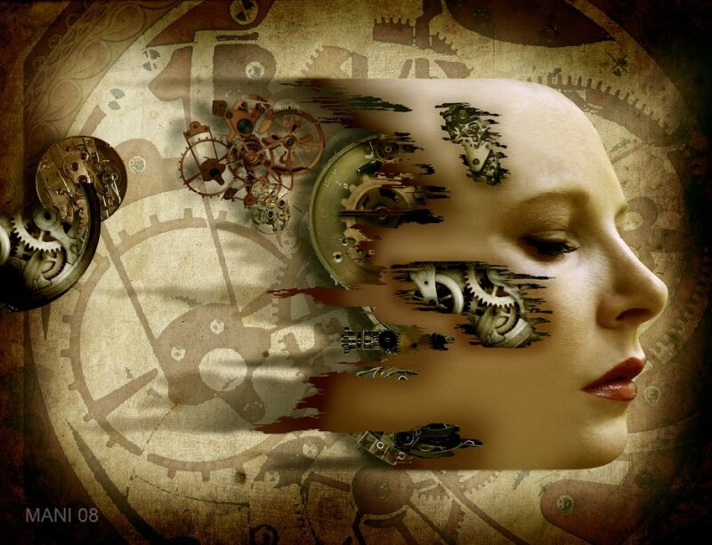 Woman with Mechanical Gears — Brown