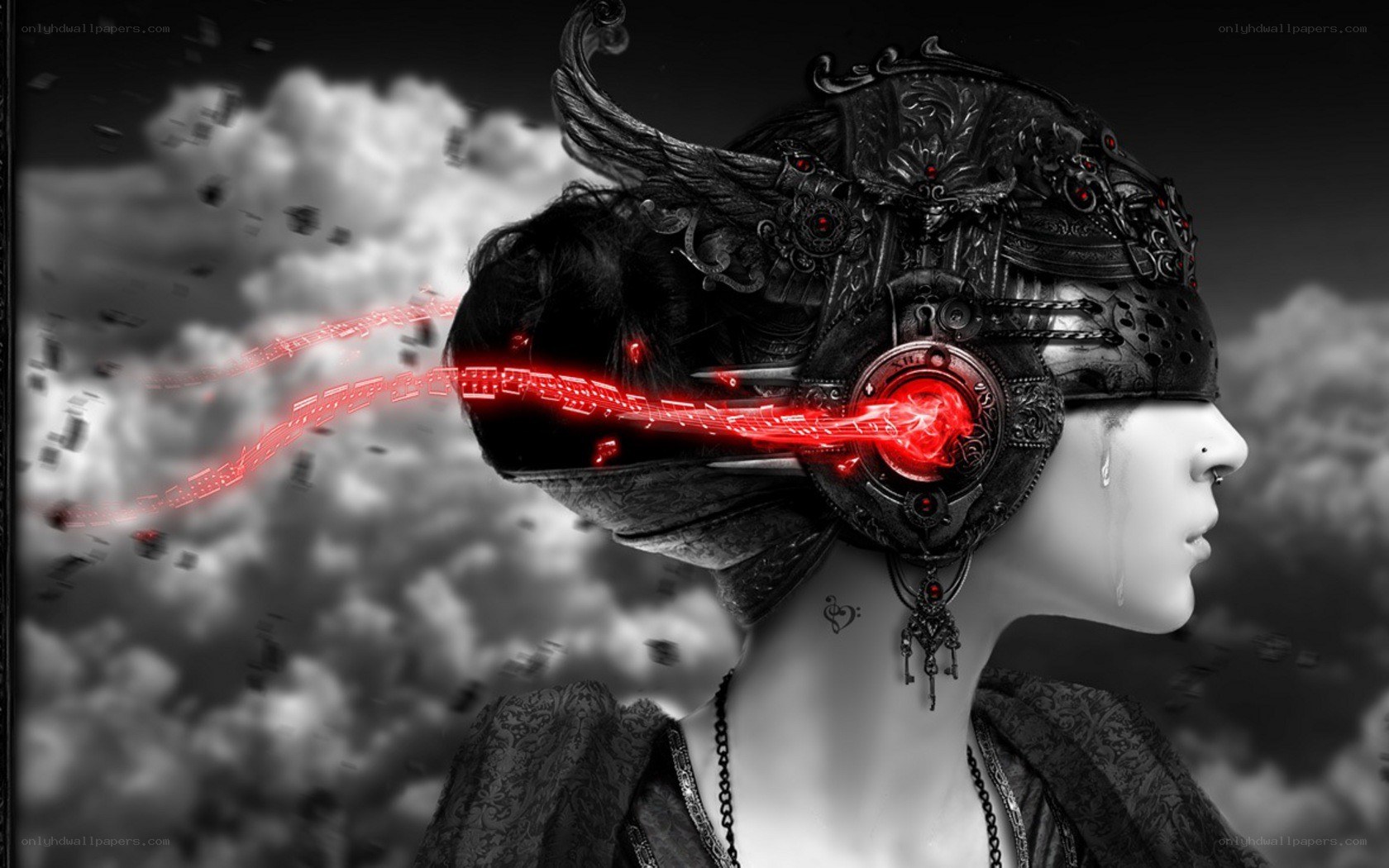 woman with mechanical head