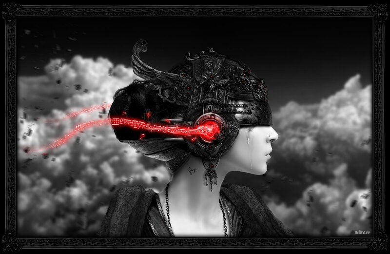 woman with mechanical head