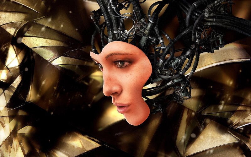 Woman with Mechanical Head — Gold