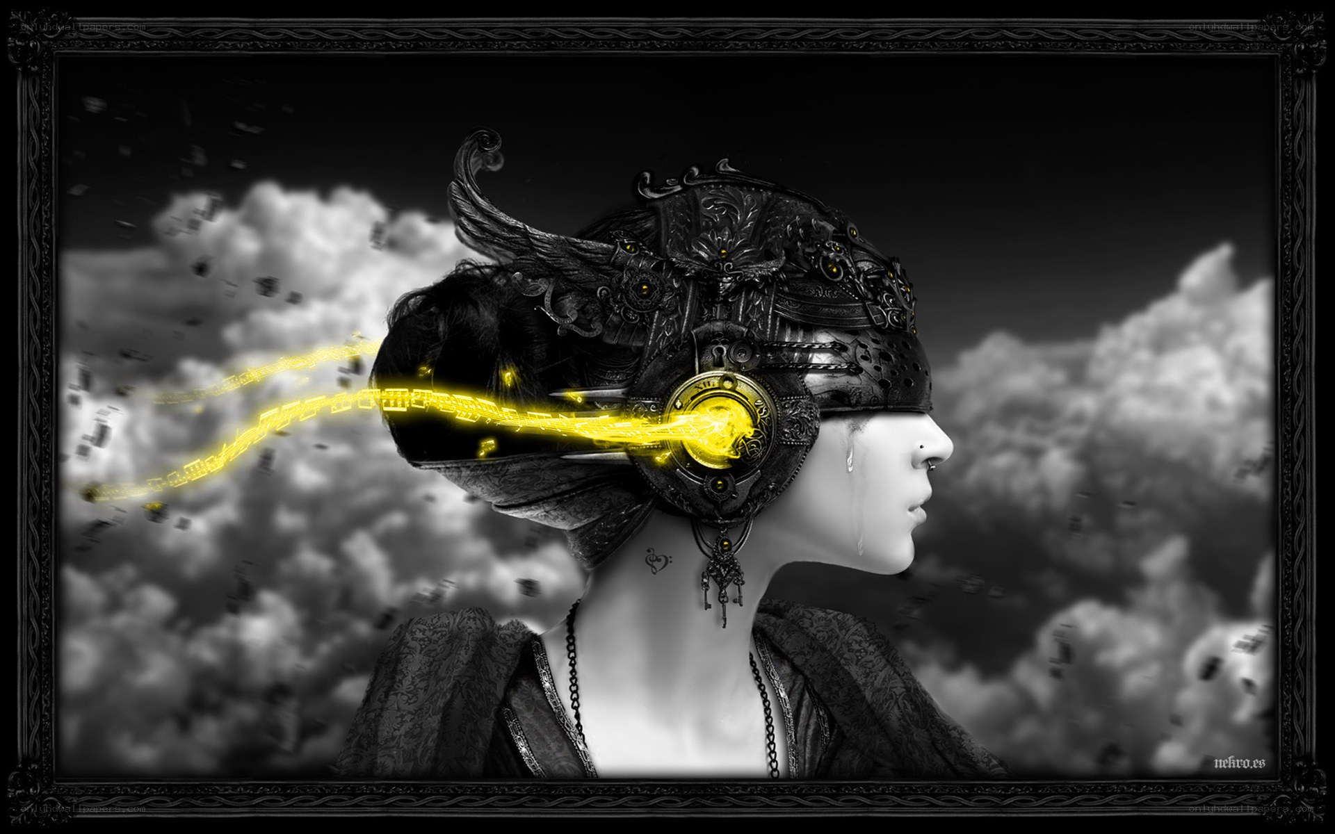 woman with mechanical head