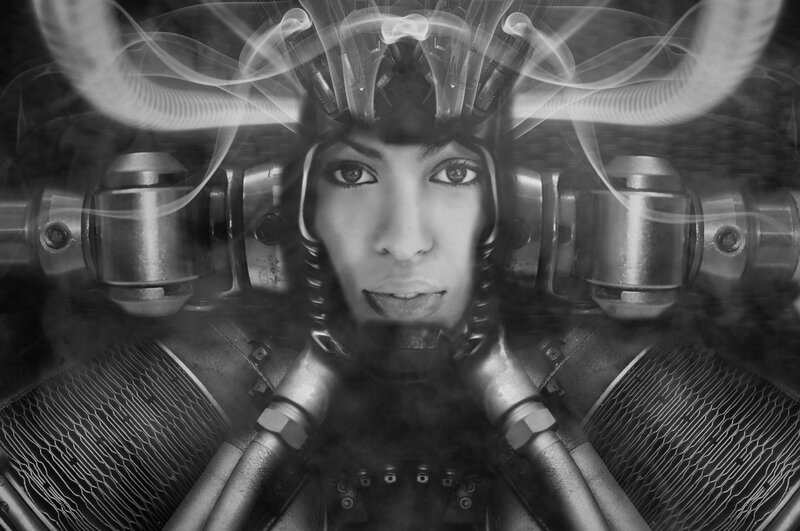 Woman with Mechanical Headgear — Black