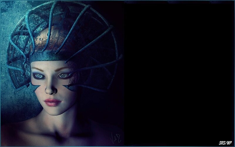 Woman with Mechanical Headpiece — Blue