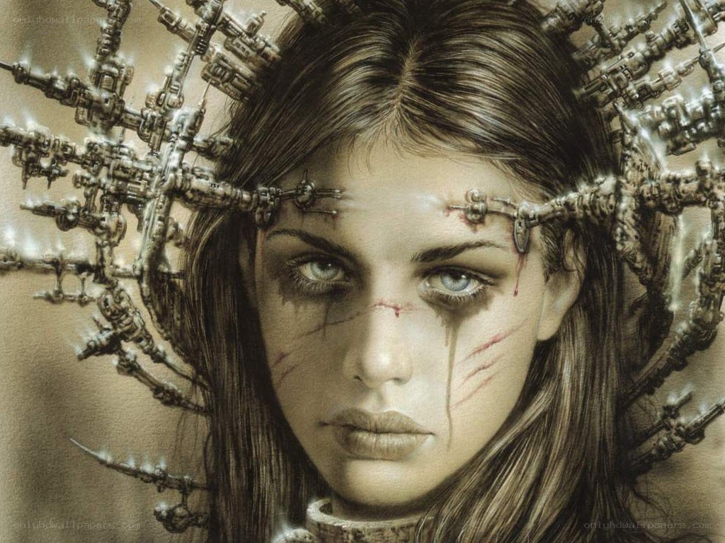 woman with mechanical headpiece
