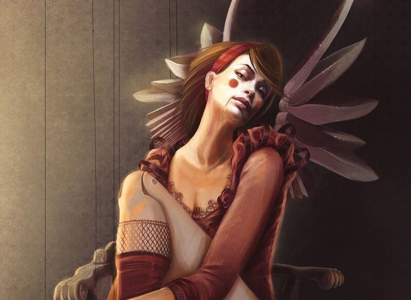 woman with mechanical wings