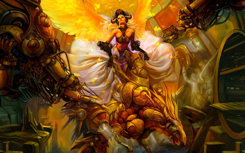 Woman with Mechanical Wings — Gold