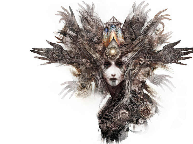 Woman with Mechanical Wings — Gray