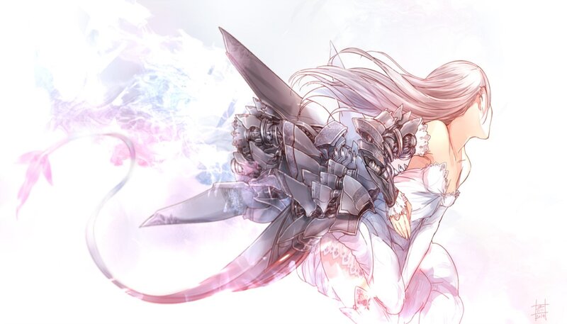 Woman with Mechanical Wings — White, Serene