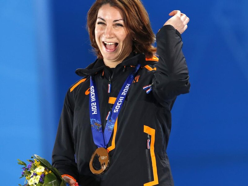 Woman with Medal — Blue