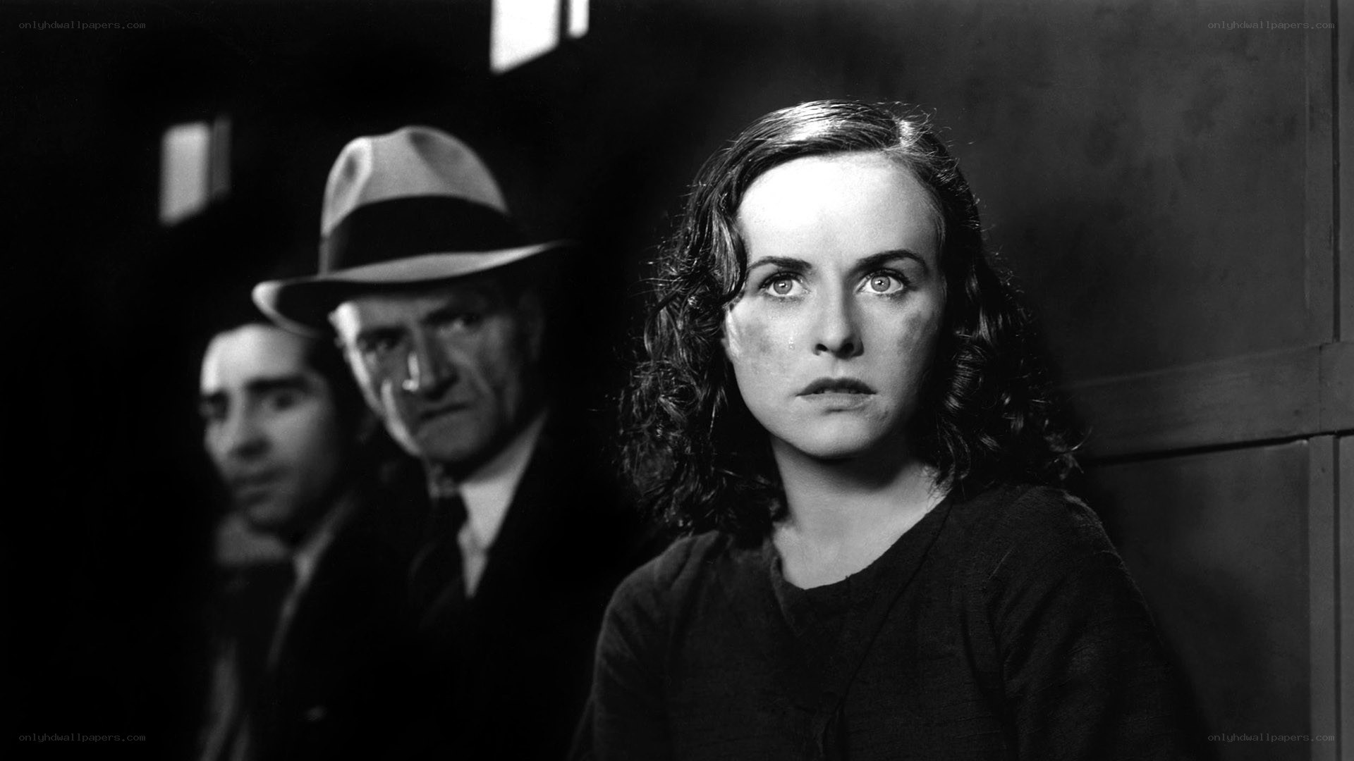 woman with men in background