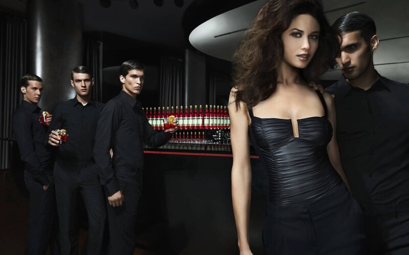 woman with men in bar