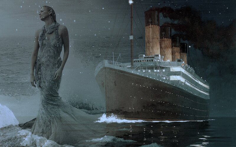 Woman with Mermaid Tail — Blue, Dramatic