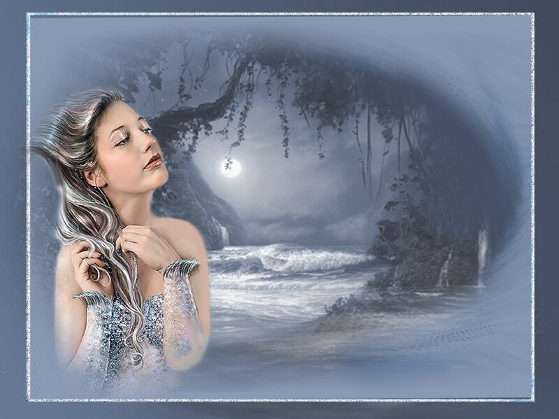 Woman with Mermaid Tail — Blue